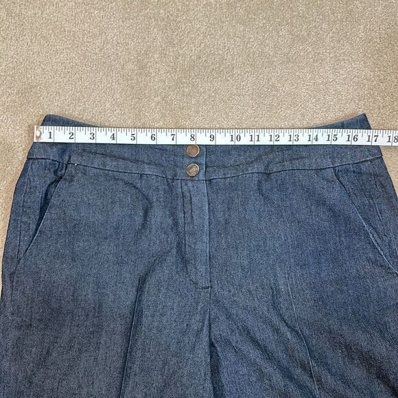 Sandro Sportswear Heathered Blue Trouser Cropped Capri Pleated Women Size 14 - Picture 8 of 10